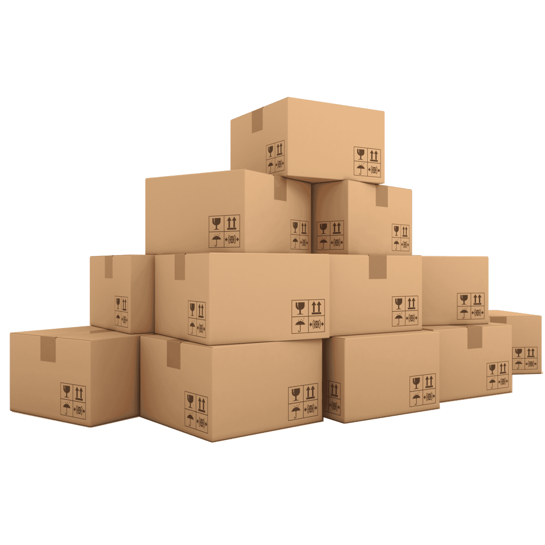 a stack of cardboard boxes
