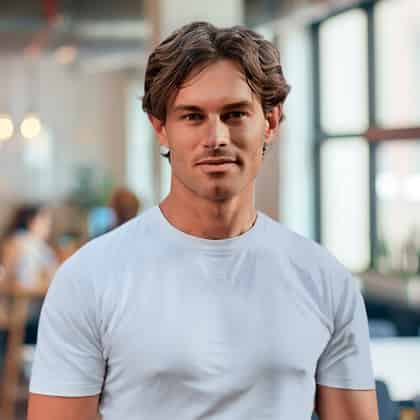 a man with a white shirt